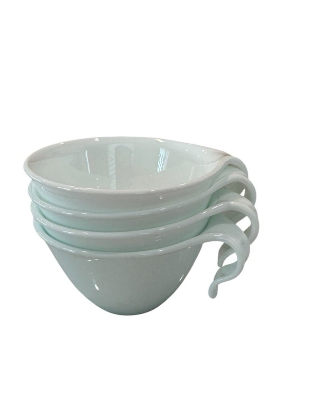 Set of 4 Corelle Winter Frost White Hook Handle Cups Teacups Stackable USA